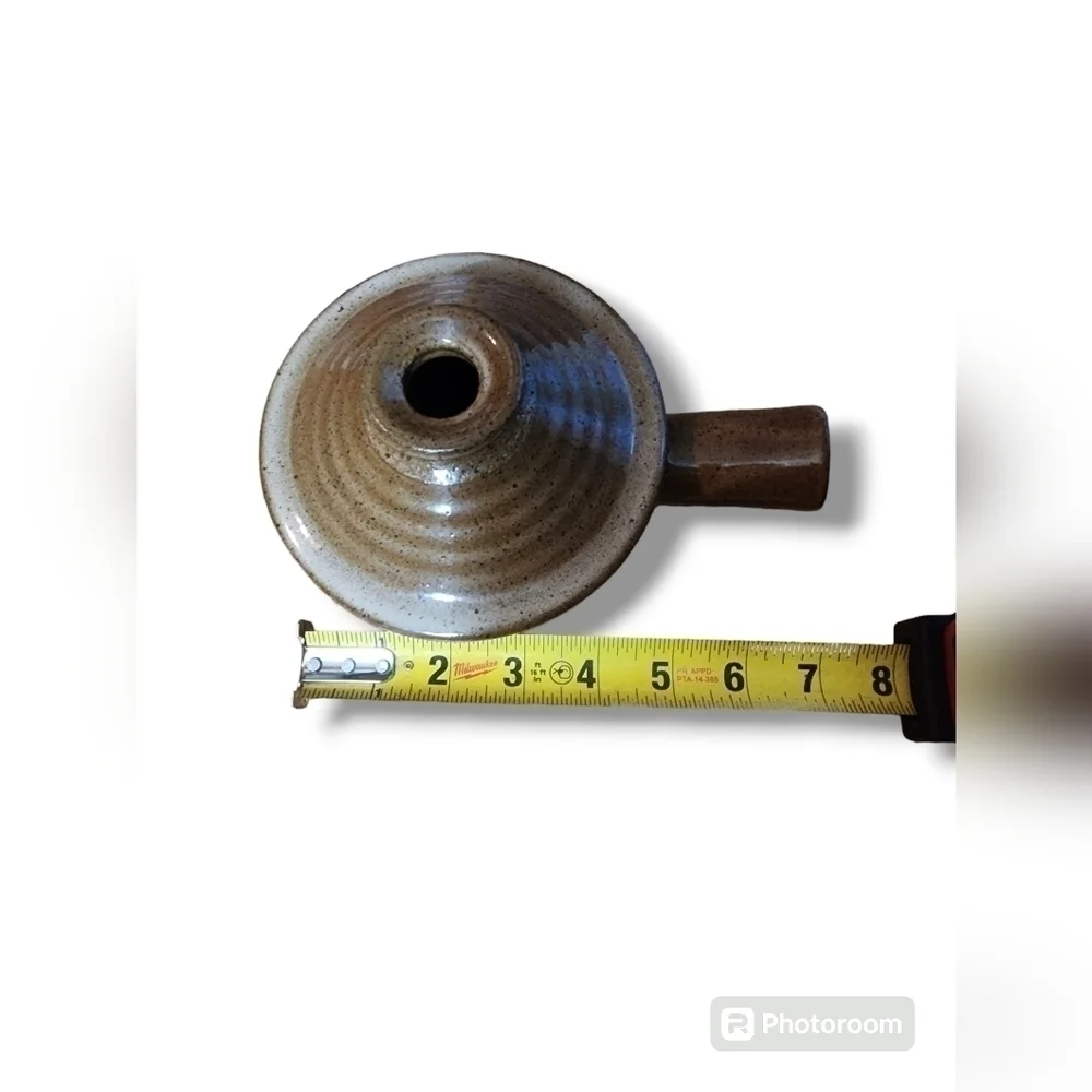 Vintage Earthy Brown Stoneware Soup Chili Hademade With Lid And Handle